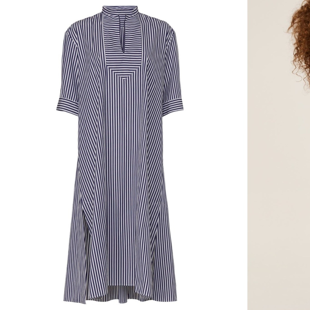 Martin Grant Navy and White Striped Midi Dress